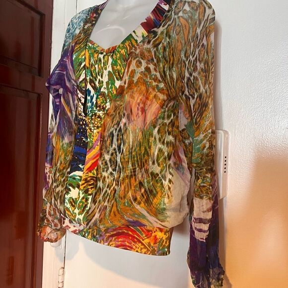 Orna Farho top Classic Paris Y2k Fashion beaded runway dress shirt pretty blouse - Picture 6 of 10